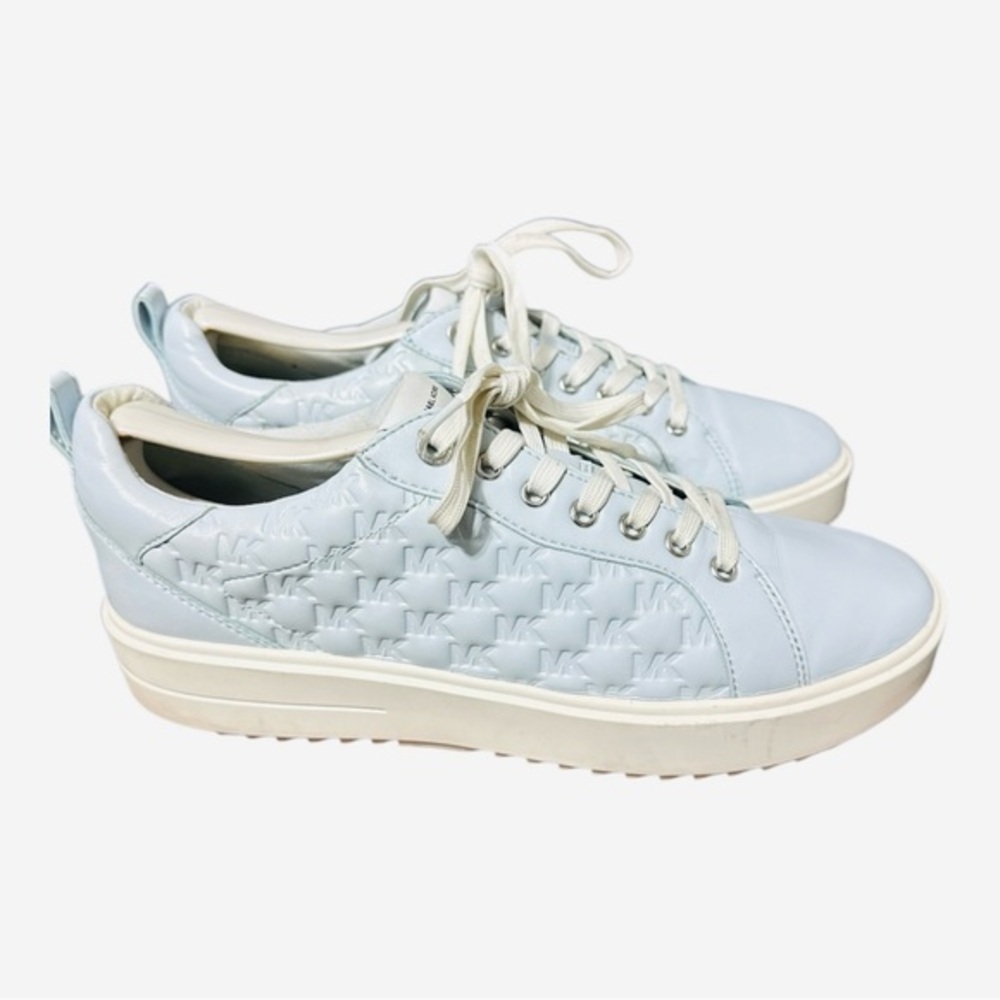 MK Michael Kors Emmett Puffy Logo Rubin Blue Flat Sneakers Womens Size 9.5